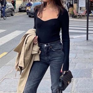 REFORMATION Glenna Black Cashmere Sweater S